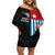 Personalised West Papua Off Shoulder Short Dress Polynesian Pattern With Coat Of Arms LT05 Women Blue - Polynesian Pride