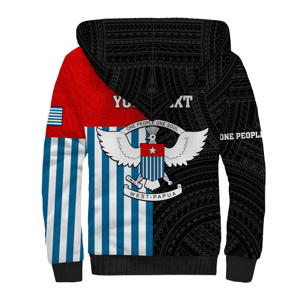 Personalised West Papua Sherpa Hoodie Polynesian Pattern With Coat Of Arms LT05 - Polynesian Pride