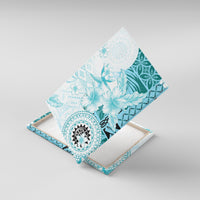 Samoa Siapo Pattern With Teal Hibiscus Canvas Wall Art