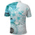 Samoa Siapo Pattern With Teal Hibiscus Polo Shirt LT05 - Polynesian Pride