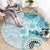 Samoa Siapo Pattern With Teal Hibiscus Round Carpet