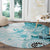 Samoa Siapo Pattern With Teal Hibiscus Round Carpet