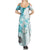 Samoa Siapo Pattern With Teal Hibiscus Summer Maxi Dress LT05 - Polynesian Pride