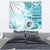 Samoa Siapo Pattern With Teal Hibiscus Tapestry