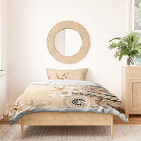 Samoa Siapo Pattern With Beige Hibiscus Bedding Set