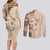 Samoa Siapo Pattern With Beige Hibiscus Couples Matching Long Sleeve Bodycon Dress and Long Sleeve Button Shirt LT05