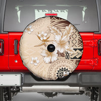 Samoa Siapo Pattern With Beige Hibiscus Spare Tire Cover