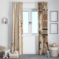 Samoa Siapo Pattern With Beige Hibiscus Window Curtain