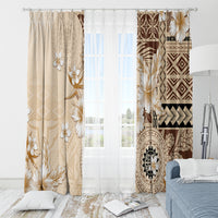 Samoa Siapo Pattern With Beige Hibiscus Window Curtain