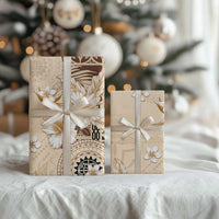 Samoa Siapo Pattern With Beige Hibiscus Wrapping Paper - Polynesian Pride