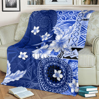 Samoa Siapo Pattern With Navy Hibiscus Blanket LT05 - Polynesian Pride