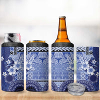 Samoa Siapo Pattern With Navy Hibiscus 4 in 1 Can Cooler Tumbler