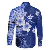 Samoa Siapo Pattern With Navy Hibiscus Family Matching Long Sleeve Bodycon Dress and Hawaiian Shirt LT05 - Polynesian Pride