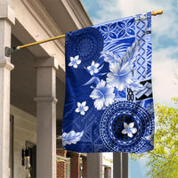 Samoa Siapo Pattern With Navy Hibiscus Garden Flag