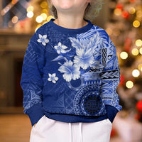 Samoa Siapo Pattern With Navy Hibiscus Kid Ugly Christmas Sweater