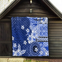 Samoa Siapo Pattern With Navy Hibiscus Quilt LT05 - Polynesian Pride