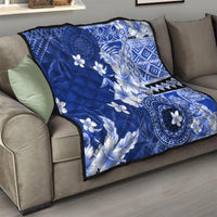 Samoa Siapo Pattern With Navy Hibiscus Quilt LT05 - Polynesian Pride
