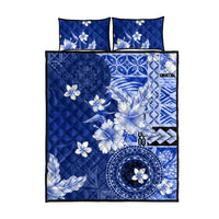 Samoa Siapo Pattern With Navy Hibiscus Quilt Bed Set LT05 - Polynesian Pride