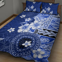 Samoa Siapo Pattern With Navy Hibiscus Quilt Bed Set LT05 - Polynesian Pride