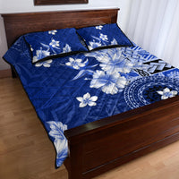 Samoa Siapo Pattern With Navy Hibiscus Quilt Bed Set LT05 - Polynesian Pride