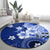 Samoa Siapo Pattern With Navy Hibiscus Round Carpet