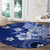 Samoa Siapo Pattern With Navy Hibiscus Round Carpet