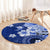 Samoa Siapo Pattern With Navy Hibiscus Round Carpet