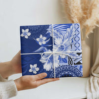 Samoa Siapo Pattern With Navy Hibiscus Wrapping Paper - Polynesian Pride