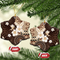 Samoa Siapo Pattern With Brown Hibiscus Ceramic Ornament