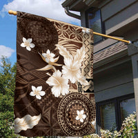 Samoa Siapo Pattern With Brown Hibiscus Garden Flag