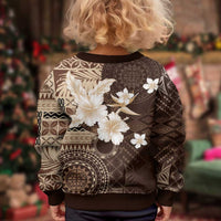 Samoa Siapo Pattern With Brown Hibiscus Kid Ugly Christmas Sweater