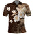 Samoa Siapo Pattern With Brown Hibiscus Polo Shirt LT05 Brown - Polynesian Pride