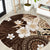 Samoa Siapo Pattern With Brown Hibiscus Round Carpet
