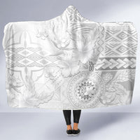 Samoa Siapo Pattern With White Hibiscus Hooded Blanket