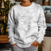 Samoa Siapo Pattern With White Hibiscus Kid Ugly Christmas Sweater