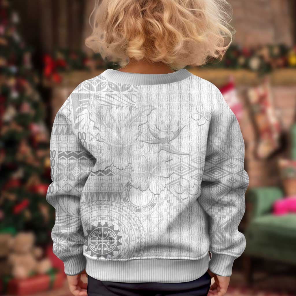 Samoa Siapo Pattern With White Hibiscus Kid Ugly Christmas Sweater