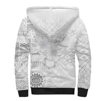Samoa Siapo Pattern With White Hibiscus Sherpa Hoodie LT05 - Polynesian Pride