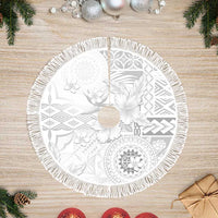 Samoa Siapo Pattern With White Hibiscus Tree Skirt