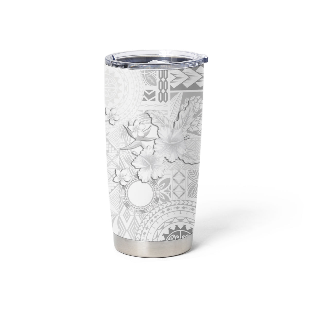 Samoa Siapo Pattern With White Hibiscus Tumbler Cup
