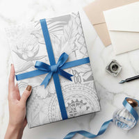 Samoa Siapo Pattern With White Hibiscus Wrapping Paper - Polynesian Pride