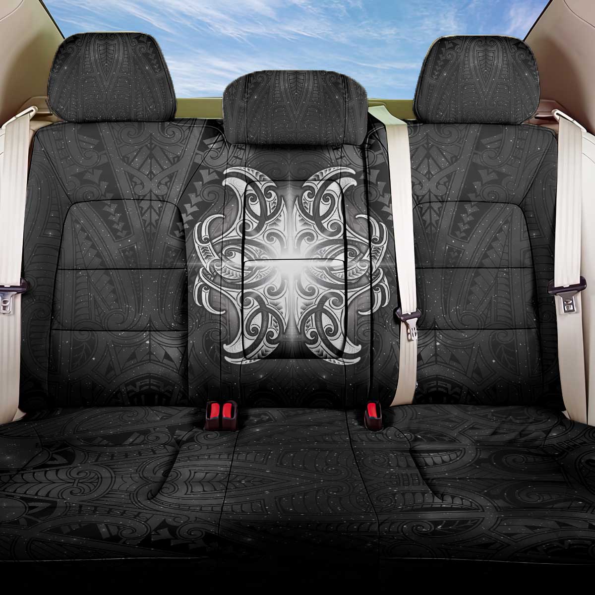 New Zealand Matariki Back Car Seat Cover Maori Moko Black Galaxy