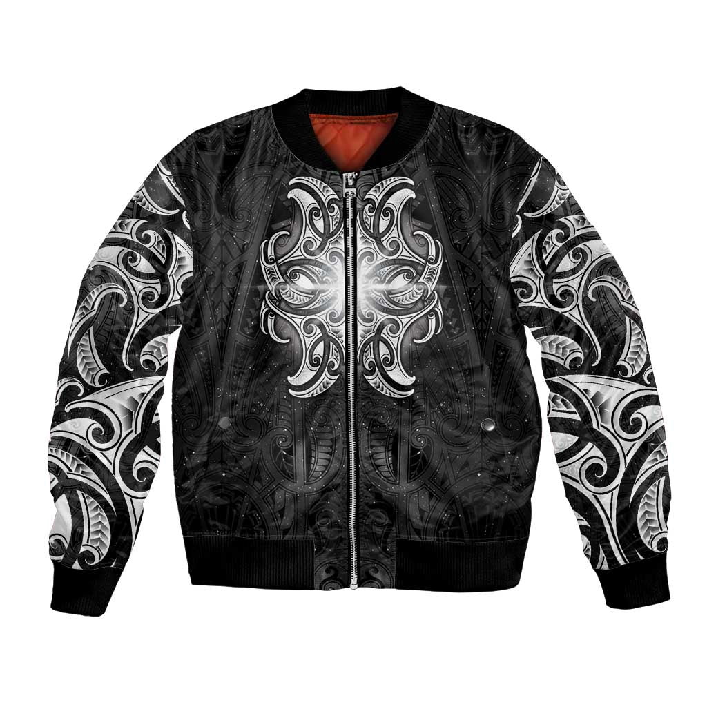 New Zealand Matariki Bomber Jacket Maori Moko Black Galaxy LT05 Unisex Black - Polynesian Pride