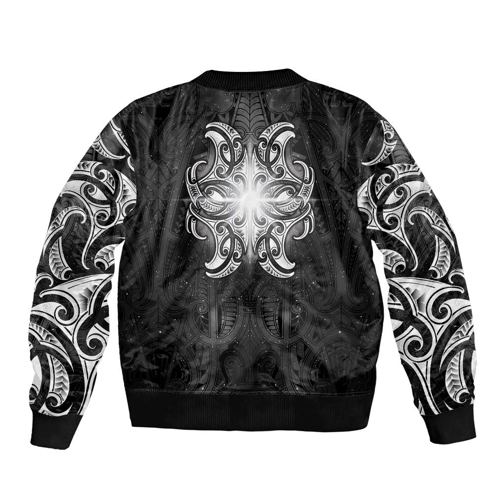 New Zealand Matariki Bomber Jacket Maori Moko Black Galaxy LT05 - Polynesian Pride
