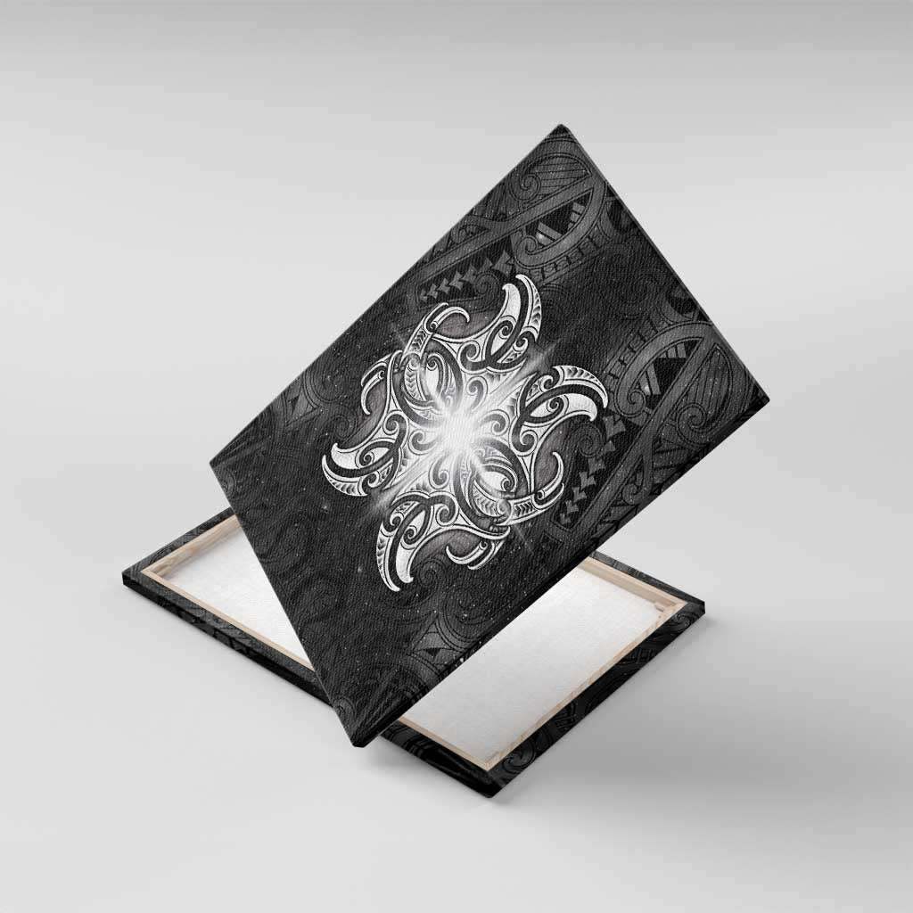 New Zealand Matariki Canvas Wall Art Maori Moko Black Galaxy LT05 With Frame Black - Polynesian Pride