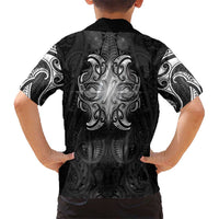 New Zealand Matariki Family Matching Tank Maxi Dress and Hawaiian Shirt Maori Moko Black Galaxy
