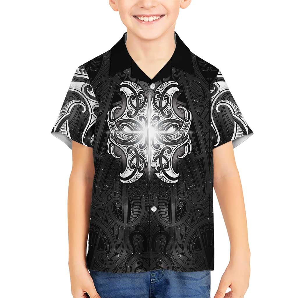 New Zealand Matariki Family Matching Tank Maxi Dress and Hawaiian Shirt Maori Moko Black Galaxy
