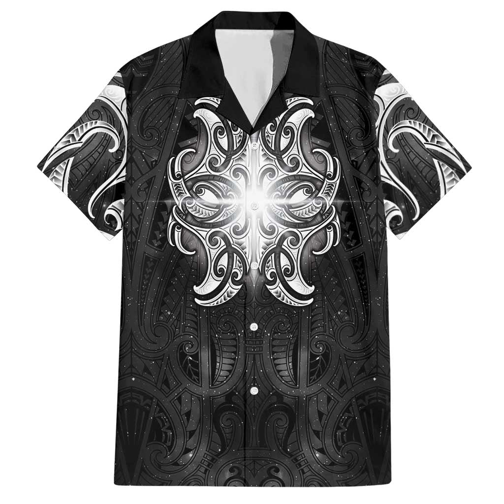 New Zealand Matariki Hawaiian Shirt Maori Moko Black Galaxy LT05 Black - Polynesian Pride
