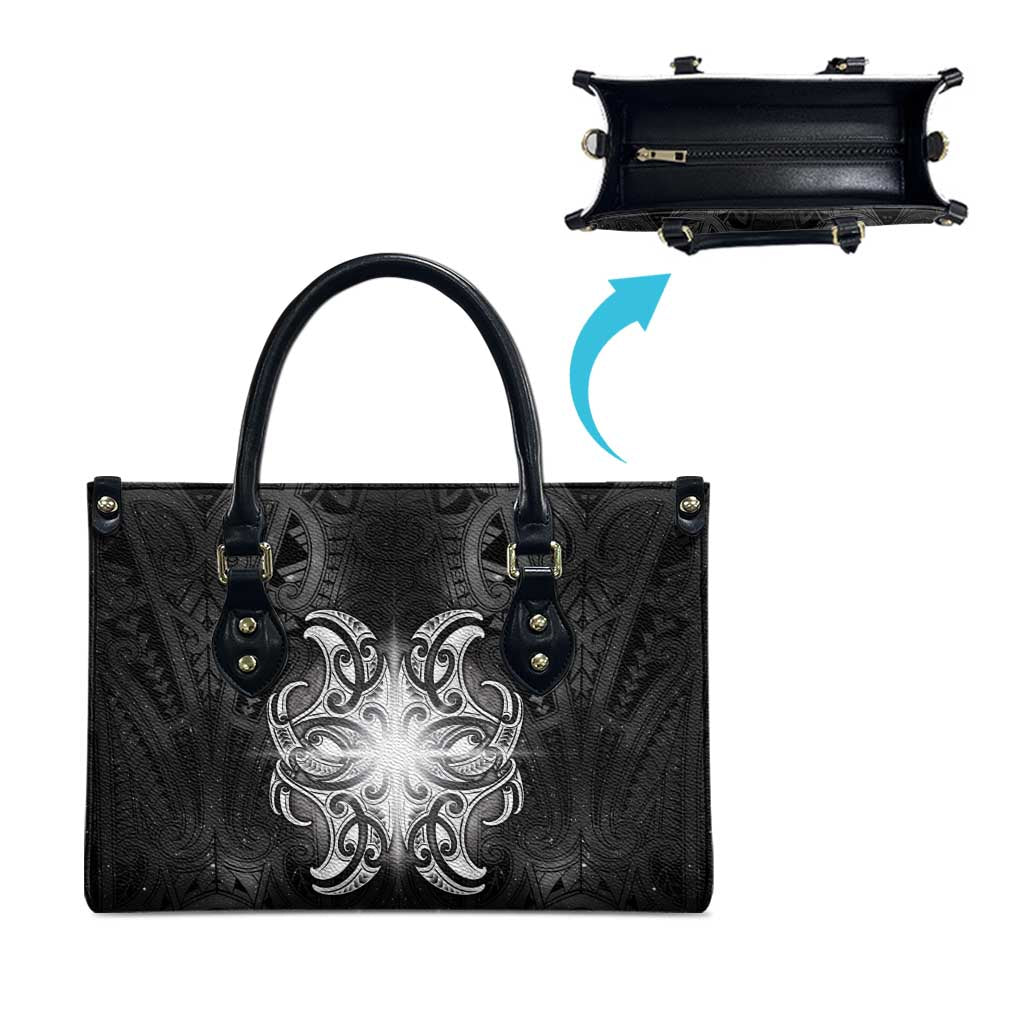 New Zealand Matariki Leather Bag Maori Moko Black Galaxy LT05 - Polynesian Pride