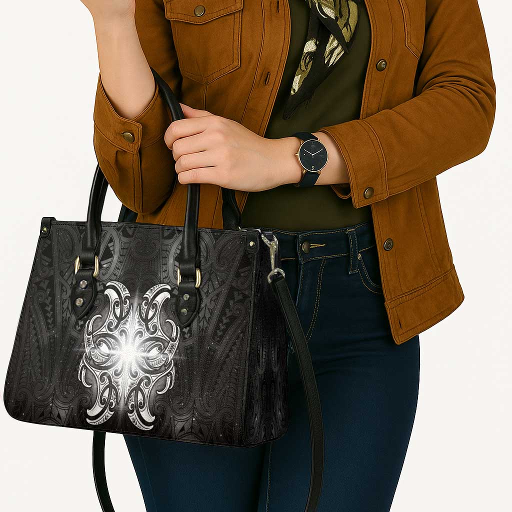 New Zealand Matariki Leather Bag Maori Moko Black Galaxy LT05 - Polynesian Pride