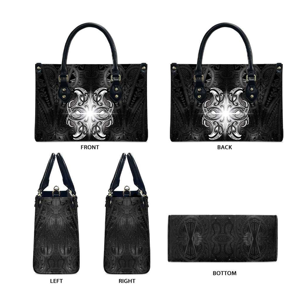 New Zealand Matariki Leather Bag Maori Moko Black Galaxy LT05 - Polynesian Pride